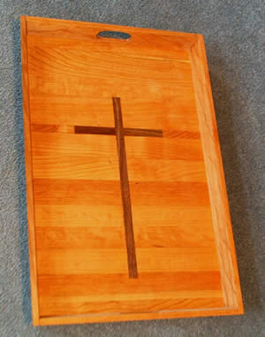 Wooden Tray with Cross